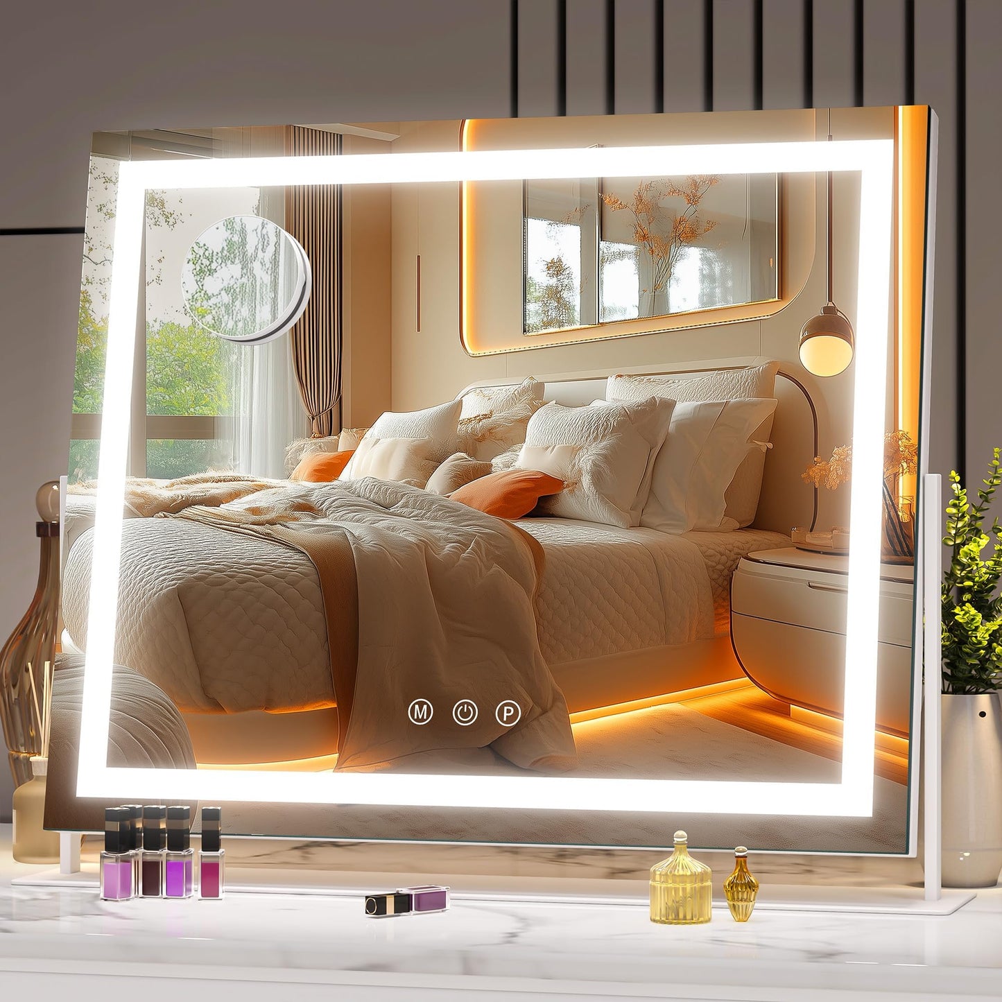 Hasipu Bright Adjustable LED Vanity Mirror 14"x12"