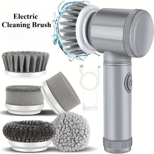 5-In-1 Electric Spin Scrubber Cleaning Brush for Bathroom Tile Bathtub Sink with 5 Replaceable Brush Heads