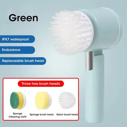 5-In-1 Electric Spin Scrubber Cleaning Brush for Bathroom Tile Bathtub Sink with 5 Replaceable Brush Heads