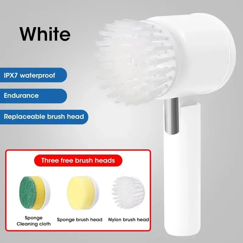 5-In-1 Electric Spin Scrubber Cleaning Brush for Bathroom Tile Bathtub Sink with 5 Replaceable Brush Heads